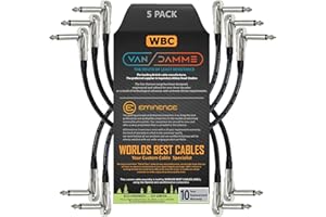 WORLDS BEST CABLES 5 unidades – Van Damme Pro grado Classic XKE – 40 cm – flexible blindado pedal de efectos para guitarra o bajo instrumento, Cable de conexión – con en ángulo panqueque conectores (6,35 mm) TS