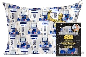Kitsch x Star Wars R2-D2 & C-3PO Satin Pillowcase | Satin Pillowcase with Zipper, Better Than Silk Pillowcase | Frizz-Reducing Pillow Case for Hair & Skin Care, Cooling & Breathable - Standard