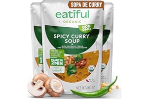 EATIFUL Sopa De Curry, Elaborada Con Verduras Orgánicas, Sopa De Curry Tailandesa Vegana Lista Para Comer, Sin Conservantes Añadidos, Sin Gluten, 400g (Paquete De 3 Unidad)