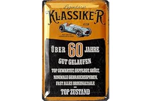 LANOLU Tabliczka blaszana tabliczka na 60 urodziny, szyld 60 lat klasyka, prezent dla mężczyzny na 60 urodziny, śmieszna tabliczka na 60 urodziny dekoracja jako zabawna kartka urodzinowa, tabliczka