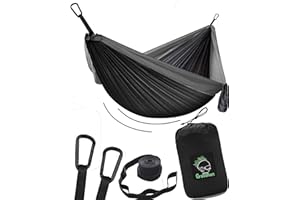 ‎GRASSMAN Hammock Camping - Ultralight Outdoor Hammock, Perfect Camping Gifts, Camping Hammock Outdoor, Hammock for 1 Person with Tree Straps + Carabiner