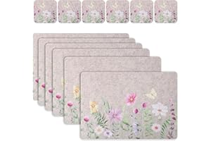 ‎CASAIDO Casaido Tischset Filz runde platzsets,6er Pischsets Filz,6er Filzuntersetzer,Platzdeckchen,Tischsets Platzsets Abwaschbar,Platzset Beige