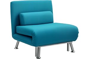 HOMCOM Convertible Chair Bed, 3-in-1 Velvet Sleeper Chair with Adjustable Backrest, Pillow, for Living Room, Bedroom, Dark Blue