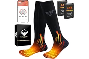 Calcetines Calefactables Hombres Mujeres - 7.4V 3000mAh Bateria, Control de App Calcetines Calentadores para Esquiar Acampar Pescar
