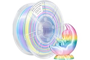 iBOSS PLA+ Jedwabny wielokolorowy filament do drukarki 3D, 1 kg, wielokolorowa tęcza dokładność wymiarowa 1,75 mm +/- 0,02 mm, filament do drukarki 3D, tęczowy jedwab makaronikowy