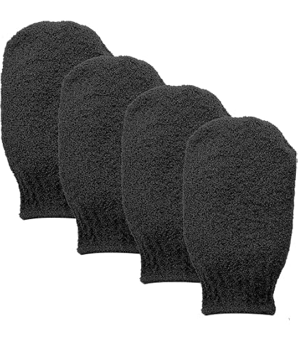 4 Stück Peeling-Handschuhe Hamam/Kessa – Für Gesicht & Körper, Mehrfarbig, Aus Baumwolle