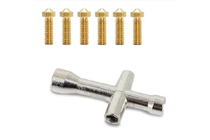 ARTILLERY 3D EXPERT Lot de 6 buses officielles Volcano 0.6mm en Laiton + clé en croix adaptable 7mm / 5,5mm de diamètre : Kit pour remplacement de buse imprimante 3D FDM
