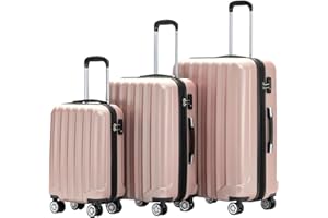 BEIBYE TSA-Schloß 2080 Hangepäck Zwillingsrollen neu Reisekoffer Koffer Trolley Hartschale Set-XL-L-M(Boardcase) (Rosa Gold, Set)