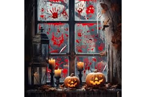 YIHELU Pegatinas De Ventana Sangrientas De Halloween, Pegatinas De Terror Sangrientas Manchas De Sangre Realistas Pegatinas De Ventana Halloween Huellas Sangrientas Huellas De Manos