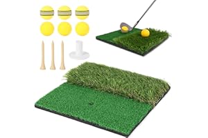 BTBHIHO Golf Hitting Mat, Mini Dual-Turf Practice Mat with EVA Non-Slip Base, Portable Golf Practice Mat, Easy to Clean, for Indoor & Outdoor Golf Swing Training (30x30cm)