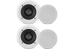 Pyle Pair 6.5”/16.5cm Ceiling Wall Mount Speakers, 2-Way Midbass Woofer Speaker, 1/2'' Polymer Dome Tweeter Flush Design w/ 70Hz-20kHz Frequency Response & 200 Watts Peak Easy Installation