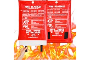 MEYAGOT Couverture Anti-Feu,2 Pièces 1.1 * 1.1m Couverture Anti Feu en Fibre De Verre,Couverture De Secours De Fibre,Couvertures Anti-Feu pour Camping,La Fourneau,Maison,Cuisine,Bureau