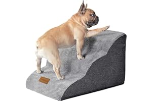 Trhillsbrad Szerokie schody dla psów, 3 stopnie, wysokość 30 cm, dla małych psów, z gęstej pianki, pokrowiec nadający się do prania i antypoślizgowy spód, 32 x 60 x 30 cm