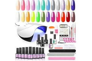 COSCELIA verni semi permanent kit 24 couleurs,rose blanc transparent poly gel, et lampe LED 36W sèche-ongles UV,base top coat, ponceuse à ongles,kit complet pour débutants