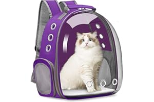 VAILGE Cat Carrier Backpack, Pet Carrier Backpack Front Pack for Small Medium Cat Puppy Dog Carrier Backpack Bag Space Capsule, Pet Carrier for Travel Hiking Walking Camping (Purple)