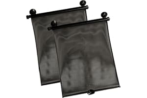 EZIMOOV Lot de 2 Pare-Soleil Rétractables Ezi Sun Rollers, Plastique Recyclé, Fixation Ventouses ou Crochets