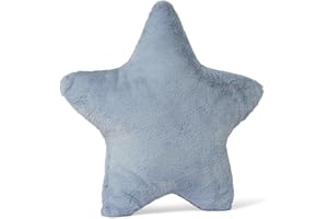 Amazon Basics Sternförmiges Plüschtier Kissen, Dekoratives Spielzeug Stofftier für Bett oder Sofa, Kinderzimmer Deko, Blau