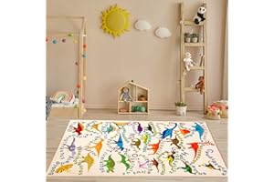 Booooom Jackson Tappeto Dinosauri Gioco Bambini 100x150 cm,Tappeto Dinosauri Educativo con Alfabeto Tappeto Cameretta Bambino con Dinosauri