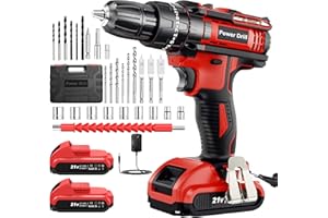 BETENST Akkuschrauber 21V, Akku Bohrschrauber mit mit 2 Akkus 2.0Ah, 42Nm Max, 25+3 Drehmomentstufen Akku Bohrmaschine, 10mm Bohrfutter, LED Licht, 30tlg Akkubohrer Set für Haus und Garten DIY Projekt