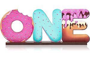 Haooryx Donut ONE Lettera segno tavola in legno dolce frittella tema primo compleanno decorazione ragazza bambino tavolo decorazione foto accessori di scena