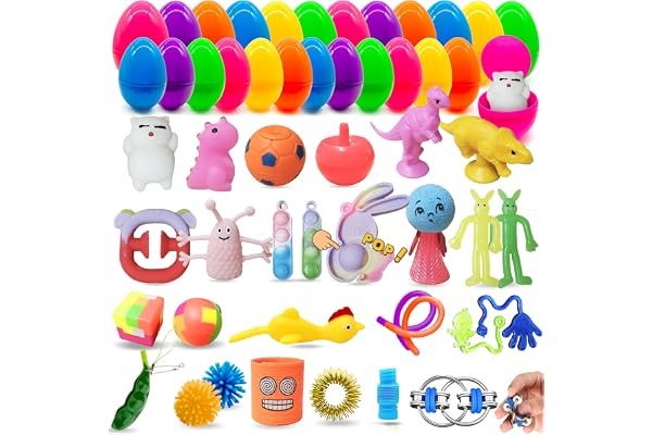 Lubibi 24 Pcs Kit De Chasse Aux Œufs De Pâques Avec Mini Fidget Toys, Adaptés Au Remplissage Du Panier De Pâques, Cadeaux De Fête De Pâques, Cadeaux Surprises De Pâques Pour Les Garçons Et Les Filles