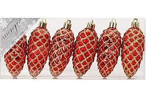 MAGIC THE GATHERING MAGIC 6 szyszek z tworzywa sztucznego, 9 cm, odporne na pękanie, bombki choinkowe, bombki dekoracyjne, bombki choinkowe, zestaw ozdób choinkowych, czerwone