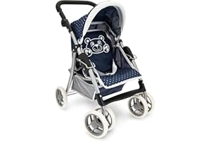 Teorema Giocattoli Passeggino per Bambole Leggero e Pieghevole, Carrozzina per Bambole con Cappotta Regolabile, Cesto Portaoggetti, Struttura in Metallo, Passeggino Giocattolo Bambina Manovrabile, Blu