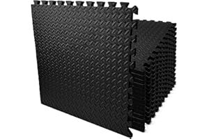 You vs You 2cm Extra Thick EVA Foam Mat Flooring, Multipacks of 4 Exercise Mats Interlocking Floor Tiles & Edging, Non-slip Workout Mat Padded 61cm x 61cm Inc Adhesive Discs (Pack of 4 (16 sq ft))