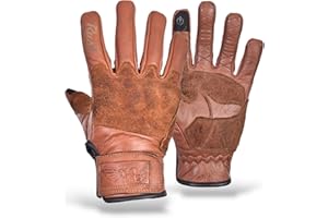 TLA TROOPS LEGEND RACING APPAREL TLA RUST Guanti moto in pelle vintage con protezioni nocche omologati CE, 2XS a 4XL uomo e donna, Guanti da moto, scooter, racing, touchscreen, alta protezione all'impatto.