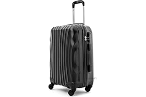 R.Leone Valigia da 1 Fino a Set 4 Trolley Rigido grande, medio, bagaglio a mano e beauty case 4 ruote in ABS 2037 (Grigio, L Grande)