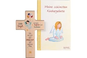 ‎MAMEMI MaMeMi Kinder- Holzkreuz: 'Regenbogen-Engel' 15 cm zur Geburt, Taufe oder Kommunion