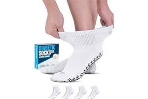 Doctor's Select Diabetic Ankle Socks with Grippers for Men and Women - 4 Pair 1/4 Length Neuropathy Socks for Women