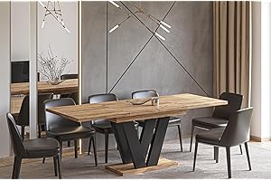 Endo-Moebel Esstisch Lara 130 cm auf 210 cm erweiterbar Säulen-Tisch Küchentisch Synchronauszug (Craft Eiche)