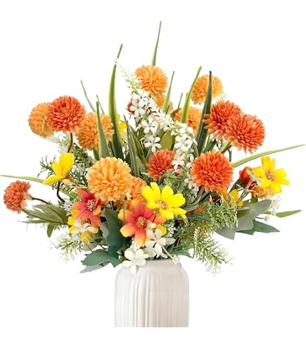 Künstlicher Herbstblumenstrauß – 3 Stück Mit Pfingstrosen & Chrysanthemen In Herbstfarben, 32 Cm