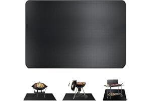 WishesMar 127 * 97CM Fire Pit Mat Fireproof Heat Proof Mat for Under Fire Pit - 50 x 38″ 3-Layer Thickened Firepit Protector Mat for Decking Outoor BBQ Grill Ground Lawn Grass and Patio