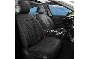 Vankerful Car Seat Covers Front Pair,Universal Fit For Most Cars,SUV,Sedans and Pick-up Trucks,Automotive Faux Leather Vehicle Cushion Covers(Front Pair,Black)