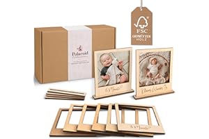 Mikito Polaroid Holzrahmen Baby Geburtstagsdeko 1 Jahr – Meilensteinkarten Baby Bilderrahmen als perfekte Wand- Babyzimmer Deko & Deko 1. Geburtstag Junge & Mädchen Fotogirlande Alternative