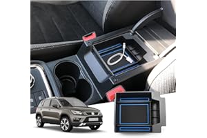 GAFAT Seat Ateca FR Facelift/Cuprα Ateca 2017-2023 2024 2025 Caja de Almacenamiento para Consola Central, Ateca 2024 Reposabrazos, Organizador para la Guantera, Seat Ateca Accesorios (Azul)