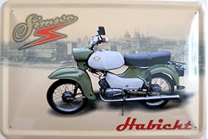 VIELESGUENSTIG-2013 Blechschild 20x30cm gewölbt - Simson Habicht Motorrad Moped DDR