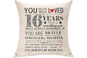 HASODEO Sweet 16th Gifts You Have Been Loved for 16 Years Birthday Decoration for Girls Boys Cushion Cover Gifts for 16th Daughter Granddaughter Niece Son Grandson Nephew Valentines Birthday Presents (16)