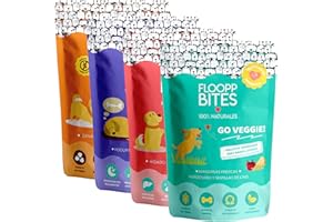 FLOOPP BITES 100% NATURALES Floopp Bites Snack Natural Perro | Galletas Crujientes y Premios | Mix de Sabores: Hígado, Zanahorias, Yogurt, Canela, Queso | Pack 4x100g