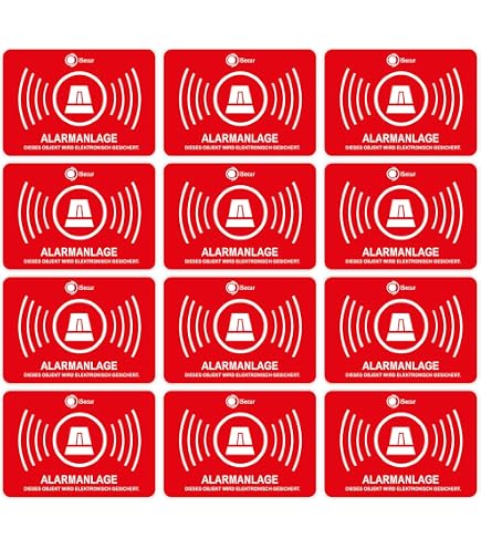 ABUS AU1323 Warnaufkleber Alarm – 74 X 52,5 Mm, Reflektierend, Wetterfest, 5 Stück, Für Glas & Flächen