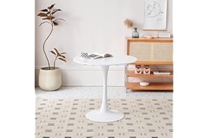 GrandCA HOME Tavolo da pranzo rotondo moderno 80 cm con piedistallo in design a tulipano, tavolo per il tempo libero Mid-Century per cucina, sala da pranzo e soggiorno…