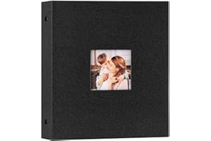 Lanpn Album de Fotos 13x18 200, Lino Album para Photos Bolsillos Horizontal 13 x 18 cm Negro