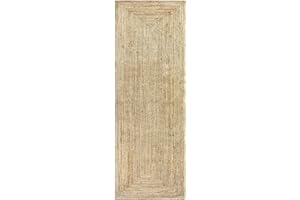 HAMID - Tapis Jute Naturel, Alhambra Tapis en Jute Couleur Naturelle, Tapis 100% Fibre de Jute, Tressé à la Main, Tapis pour Salon, Salle à Manger, Chambre, Couloirs, Couleur Naturelle (80x200cm)