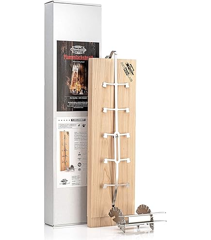 höfats - Plank voor gegrilde zalm met roestvrij stalen houder - Räucherbrett uit beukenhout - verstelbaar voor temperatuurcontrole bij vuurkommen - extra lang: 55 cm - 4-zijdig gebruikbaar