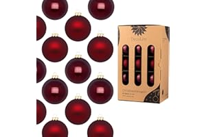 DECOLITE Weihnachtskugeln 6 cm Ø - 30er Set aus Glas inkl. Aufhänger | Hochwertige Christbaumkugeln für Weihnachtsbaum | Stilvolle Weihnachtsdeko in Kartonbox | Kugeln Bordeaux (dunkelrot) - matt/glänzend