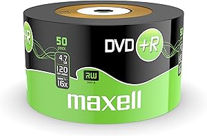 Maxell DVD+R 4.7 GB 16X 120 Min Video - Matt Silver (50 Disk - Shrink Wrapped)