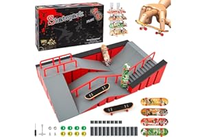 MOMSIV Mini Finger Skateboard, divertente Skate Park Board con rampa Set di accessori per bambini e ragazzi (8B)