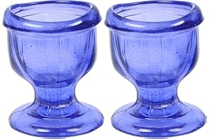 WHOLELIFEOBJECTS Gobelet oculaire en verre avec conception technique pour s'adapter aux yeux pour un nettoyage efficace des yeux – Bord en forme d'œil, ajustement serré Lot de 2 (Bleu)